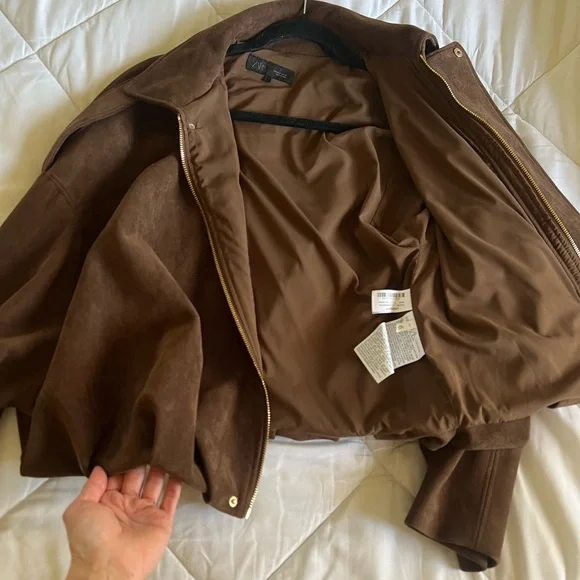 Zara Chocolate Brown Bomber Jacket - Picture 5 of 5